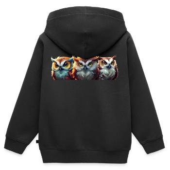 Hibou Walk Owls - Sweat Premium à capuche zippé enfant bio - noir - Dos - AI Model Kid Male (0cm)