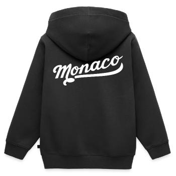 Monaco - Sweat Premium à capuche zippé enfant bio - noir - Dos - AI Model Kid Male (0cm)