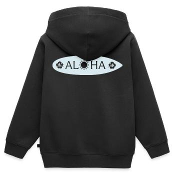 Aloha Surfbrett - Kinder Premium Organic Zip Hoodie - Schwarz - Hinten - AI Model Kid Male (0cm)
