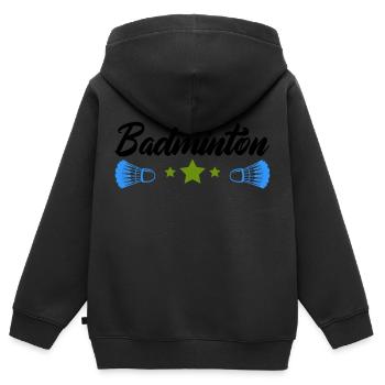 badminton - Kinder Premium Organic Zip Hoodie - Schwarz - Hinten - AI Model Kid Male (0cm)