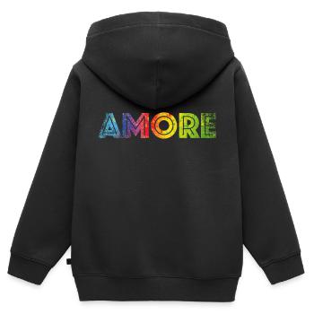 AMORE colours speckled - Kids Premium Organic Zip-up Hoodie - black - Back - AI Model Kid Male (0cm)