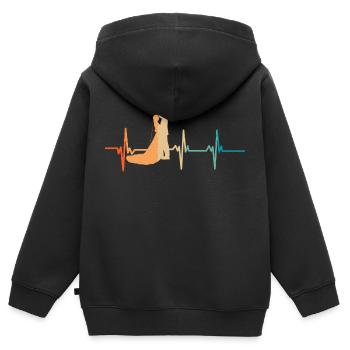 Herzschlag-Paar - Kinder Premium Organic Zip Hoodie - Schwarz - Hinten - AI Model Kid Male (0cm)
