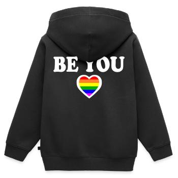 Be you - Kinder Premium Organic Zip Hoodie - Schwarz - Hinten - AI Model Kid Male (0cm)