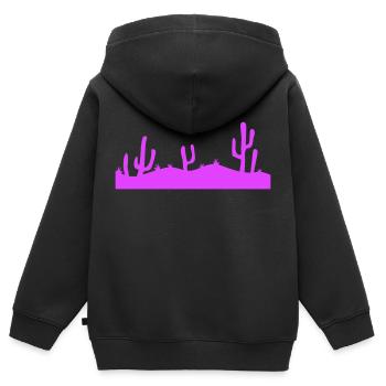 Viele Kakteen Kaktus Wüste Cool Lila Abend Nacht - Kinder Premium Organic Zip Hoodie - Schwarz - Hinten - AI Model Kid Male (0cm)