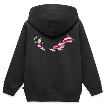 Malaysia Flagge in der Malaysia Landkarte - Kinder Premium Organic Zip Hoodie - Schwarz - Hinten - AI Model Kid Male (0cm)