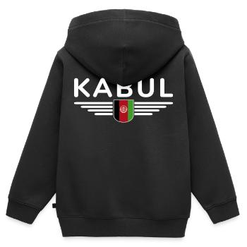 Kabul Design – Herz Afghanistans - Kinder Premium Organic Zip Hoodie - Schwarz - Hinten - AI Model Kid Male (0cm)
