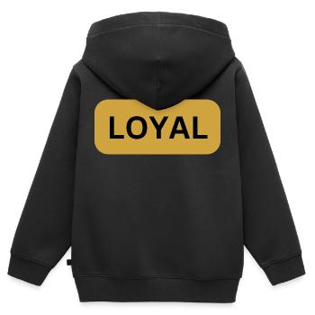 Loyal Loyalität - Kinder Premium Organic Zip Hoodie - Schwarz - Hinten - AI Model Kid Male (0cm)