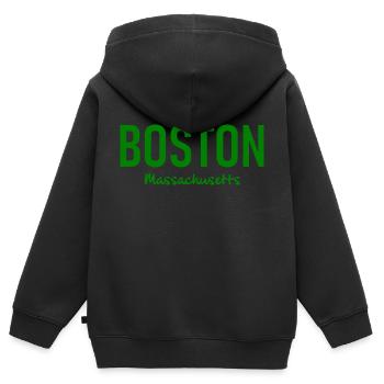 Boston Massachusetts - USA - United States America - Kinder Premium Organic Zip Hoodie - Schwarz - Hinten - AI Model Kid Male (0cm)