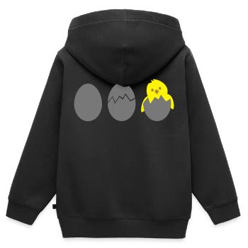 Kücken - Kinder Premium Organic Zip Hoodie - Schwarz - Hinten - AI Model Kid Male (0cm)