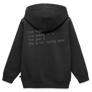 DEAR ALGEBRA - Kinder Premium Organic Zip Hoodie - Schwarz - Hinten - AI Model Kid Male (0cm)