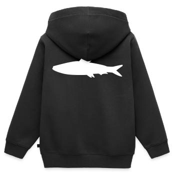 Fisch - Kinder Premium Organic Zip Hoodie - Schwarz - Hinten - AI Model Kid Male (0cm)