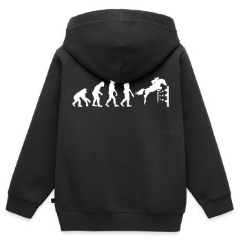 Reitsport Reiten Evolution Pferd Reiterin Geschenk - Kinder Premium Organic Zip Hoodie - Schwarz - Hinten - AI Model Kid Male (0cm)