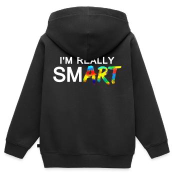 Really SmART 02 - Kids Premium Organic Zip-up Hoodie - black - Back - AI Model Kid Male (0cm)