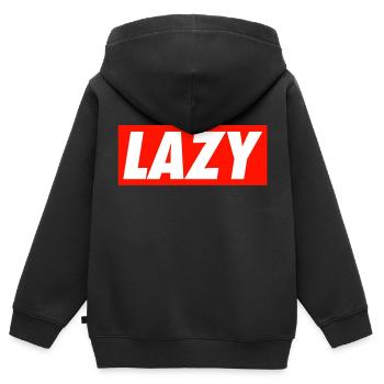 Lazy - Kids Premium Organic Zip-up Hoodie - black - Back - AI Model Kid Male (0cm)
