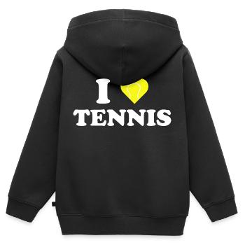Ich mag Tennis i liebe Tennis-Jubiläums-Geschenk - Kinder Premium Organic Zip Hoodie - Schwarz - Hinten - AI Model Kid Male (0cm)