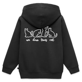 Un Deux Trois Cat Pet Animal Kitten Kitty Gift - Kids Premium Organic Zip-up Hoodie - black - Back - AI Model Kid Male (0cm)