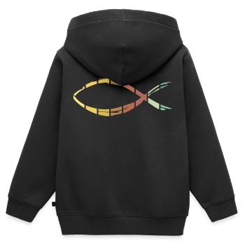 Jesus Fisch - Kinder Premium Organic Zip Hoodie - Schwarz - Hinten - AI Model Kid Male (0cm)
