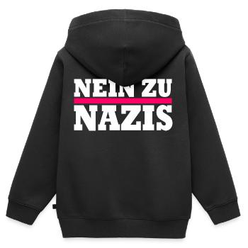 Nein zu nazis - Kinder Premium Organic Zip Hoodie - Schwarz - Hinten - AI Model Kid Male (0cm)