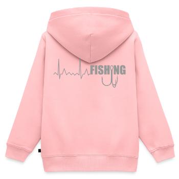 Fishing Herzschlag EKG Puls Angeln Haken - Kinder Premium Organic Zip Hoodie - Rosa - Hinten - AI Model Kid Female (0cm)