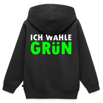 Ich wähle grün - Kinder Premium Organic Zip Hoodie - Schwarz - Hinten - AI Model Kid Male (0cm)