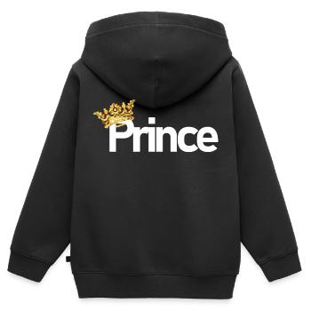 Prinz mit Goldener Krone - Kinder Premium Organic Zip Hoodie - Schwarz - Hinten - AI Model Kid Male (0cm)