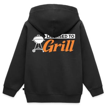 Licensed to Grill - Kinder Premium Organic Zip Hoodie - Schwarz - Hinten - AI Model Kid Male (0cm)