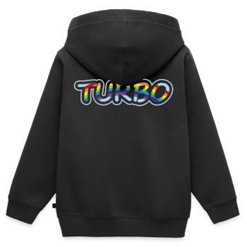 Turbo. Stilvolles Design - Kinder Premium Organic Zip Hoodie - Schwarz - Hinten - AI Model Kid Male (0cm)