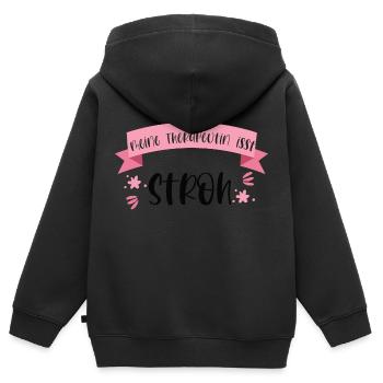 Lustiger Pferde Spruch Reiten Therapeutin Stroh - Kinder Premium Organic Zip Hoodie - Schwarz - Hinten - AI Model Kid Male (0cm)