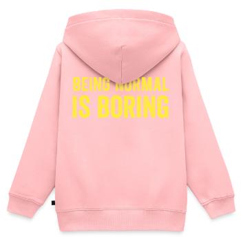 Être normal est ennuyeux - Sweat Premium à capuche zippé enfant bio - rose - Dos - AI Model Kid Female (0cm)