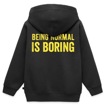 Being normal is boring - Kids Premium Organic Zip-up Hoodie - black - Back - AI Model Kid Male (0cm)
