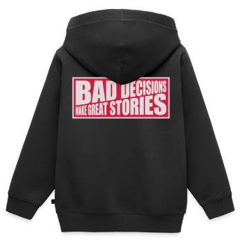 Mauvaises décisions, belles histoires - Sweat Premium à capuche zippé enfant bio - noir - Dos - AI Model Kid Male (0cm)