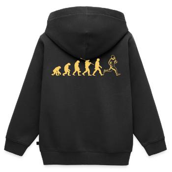 Die Entwicklung des Rugby - Kinder Premium Organic Zip Hoodie - Schwarz - Hinten - AI Model Kid Male (0cm)