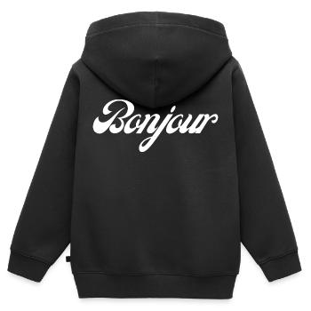 Bonjour idée cadeau - Sweat Premium à capuche zippé enfant bio - noir - Dos - AI Model Kid Male (0cm)