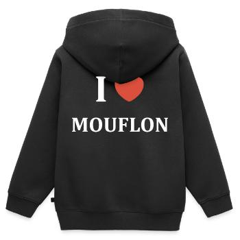 i love Mouflon - Sweat Premium à capuche zippé enfant bio - noir - Dos - AI Model Kid Male (0cm)