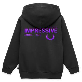 Impressive since 1976 - Kids Premium Organic Zip-up Hoodie - black - Back - AI Model Kid Male (0cm)