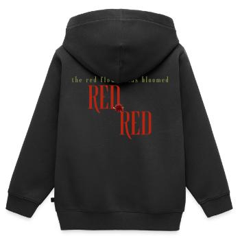 Die rote Blume - Kinder Premium Organic Zip Hoodie - Schwarz - Hinten - AI Model Kid Male (0cm)