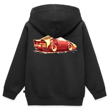 Hommage 8 bits Pixelart Voiture de sport du futur - Sweat Premium à capuche zippé enfant bio - noir - Dos - AI Model Kid Male (0cm)