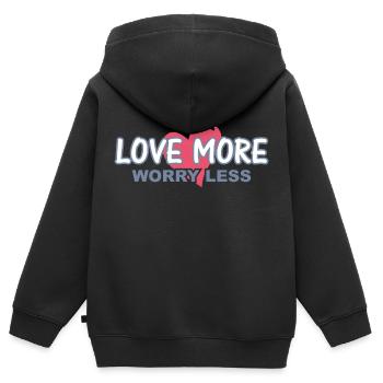 Aimez plus. Souciez-vous moins - Sweat Premium à capuche zippé enfant bio - noir - Dos - AI Model Kid Male (0cm)