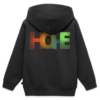 ESPOIR | ESPOIR | Imprimer - Sweat Premium à capuche zippé enfant bio - noir - Dos - AI Model Kid Male (0cm)