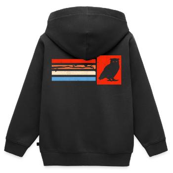 Retro Owl Enthusiast Silhouette Vintage Ornitholog - Kinder Premium Organic Zip Hoodie - Schwarz - Hinten - AI Model Kid Male (0cm)