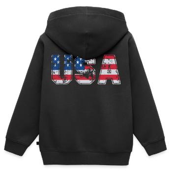 USA US Flag Patriotic America t-shirt - Kids Premium Organic Zip-up Hoodie - black - Back - AI Model Kid Male (0cm)