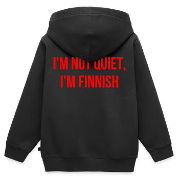 Ich bin nicht ruhig ich bin Finne - Kinder Premium Organic Zip Hoodie - Schwarz - Hinten - AI Model Kid Male (0cm)