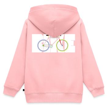 Single Speed coloré - Sweat Premium à capuche zippé enfant bio - rose - Dos - AI Model Kid Female (0cm)