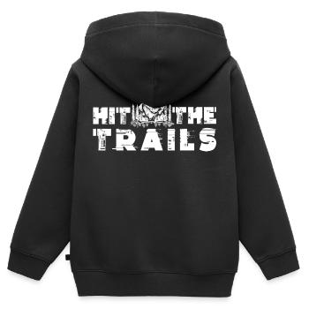 Trail Run Ultra Running Berg Trekking Laufen - Kinder Premium Organic Zip Hoodie - Schwarz - Hinten - AI Model Kid Male (0cm)