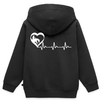 Slider Silhouette im Herz Heartbeat weiß - Kinder Premium Organic Zip Hoodie - Schwarz - Hinten - AI Model Kid Male (0cm)