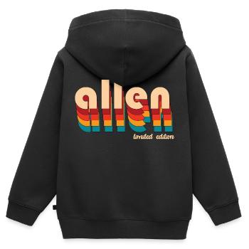Retro Allen Name - Kids Premium Organic Zip-up Hoodie - black - Back - AI Model Kid Male (0cm)