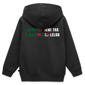 Algérien demi har o manwelich lelor-cadeau Algérie - Sweat Premium à capuche zippé enfant bio - noir - Dos - AI Model Kid Male (0cm)