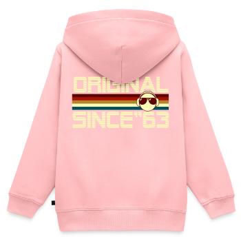 Seit 63 - Kinder Premium Organic Zip Hoodie - Rosa - Hinten - AI Model Kid Female (0cm)