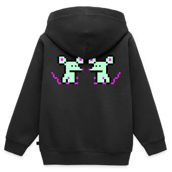 Souris Pixel - Sweat Premium à capuche zippé enfant bio - noir - Dos - AI Model Kid Male (0cm)