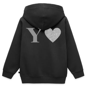 Silver Heart Letter - Kids Premium Organic Zip-up Hoodie - black - Back - AI Model Kid Male (0cm)
